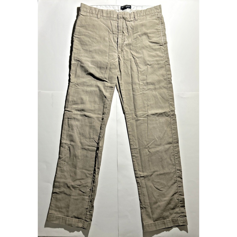 Banana Republic Linen Pants - Beige Pinstriped Cotton Preppy Work - Men 35x33